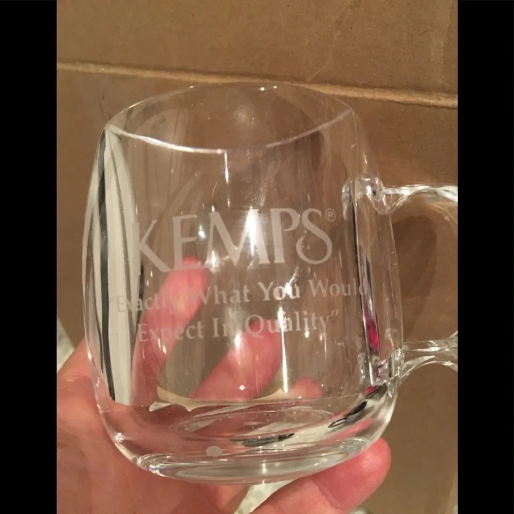 Set of 4 Kemps Glass Tea Cups Coffee Mugs Drinking Glass With Handle